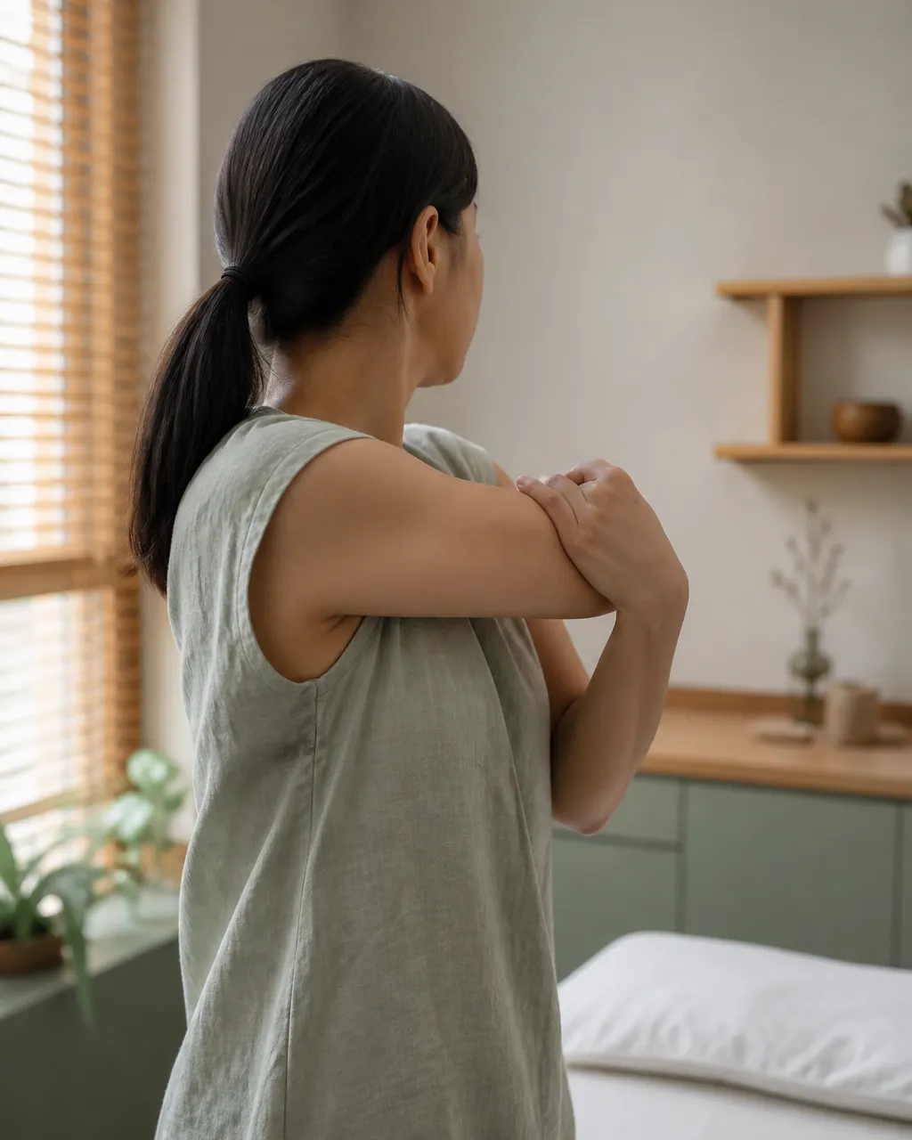 Cross-body stretch for frozen shoulder