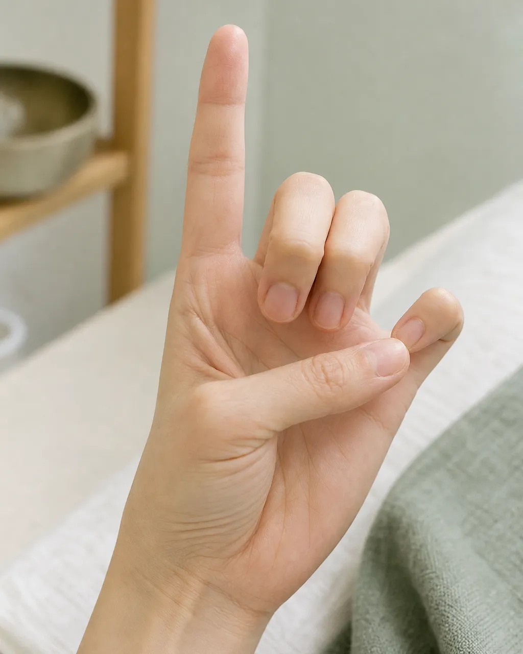 Opposition stretch touching thumb to little finger for mommy wrist