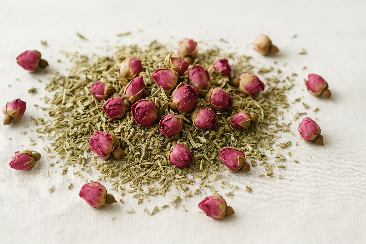 Dried motherwort and rose buds for tea at PULSE TCM