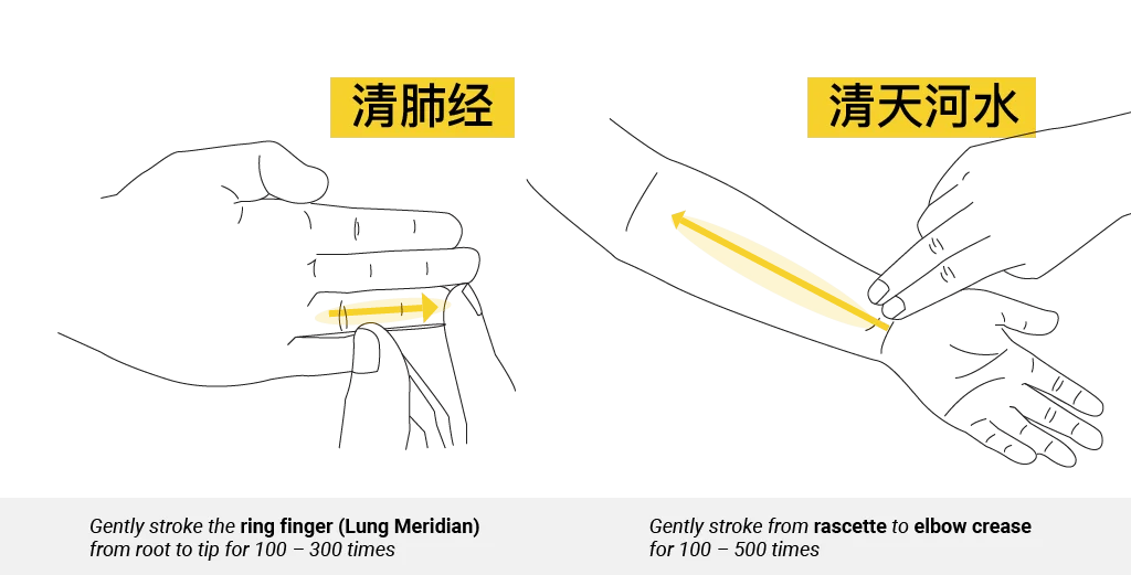 Teaching diagram of Qing Fei Jing and Qing Tian He Shui paediatric Tuina