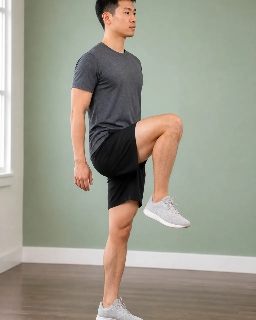 Single-leg knee raise hold for runner's knee