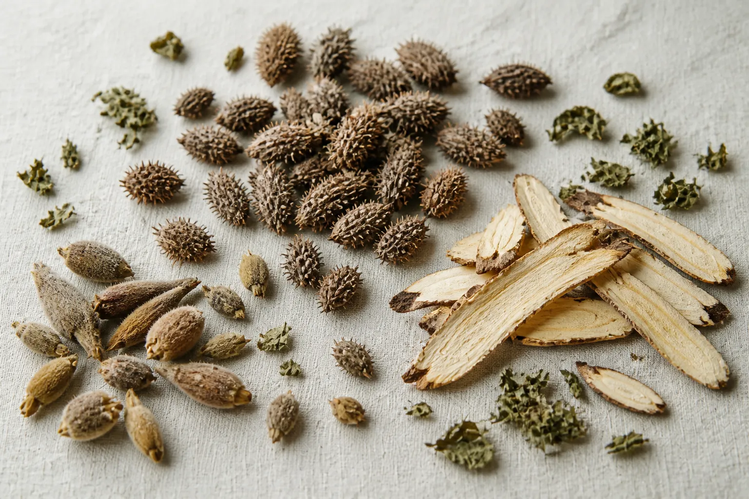 Dried Cang Er Zi, Bai Zhi, Xin Yi, and mint for Siberian Cocklour Fruit tea