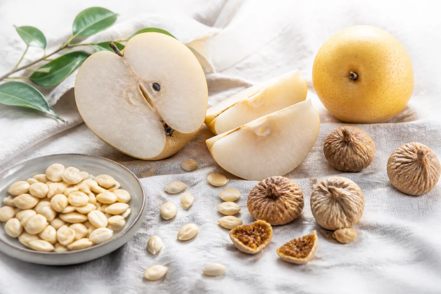 Snow pear slices, apricot kernels, and dried figs for soup at PULSE TCM