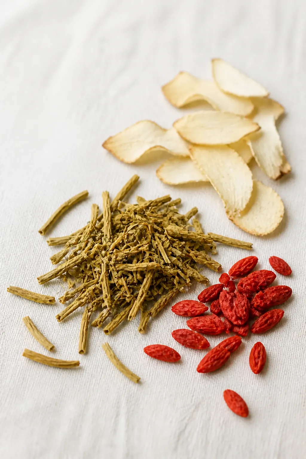 Dried dendrobium, Yu Zhu, and wolfberries for Vision Brightening Tea