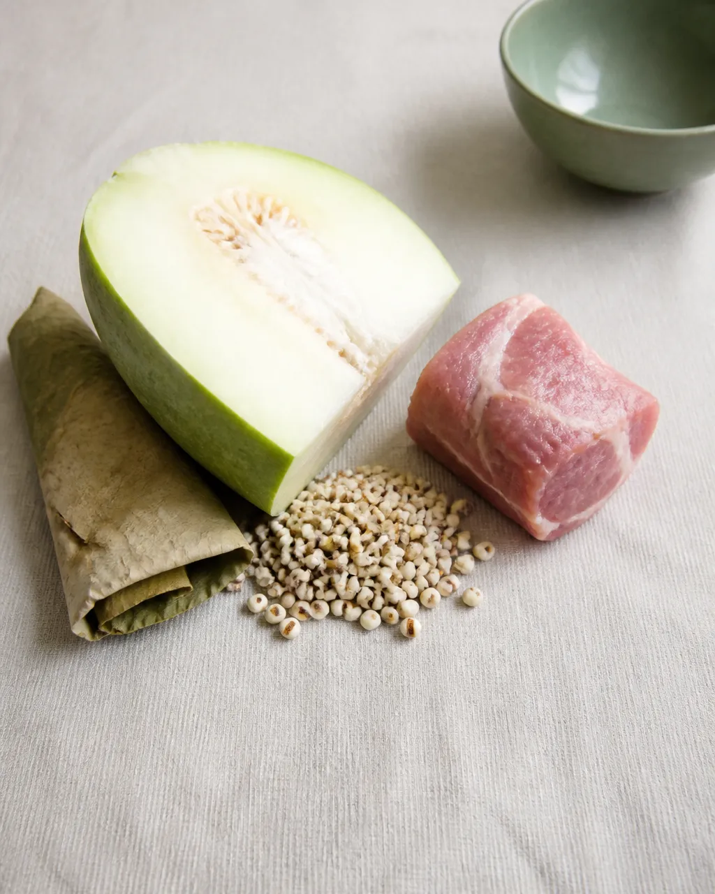 Winter melon, Chinese barley, and dried lotus leaf for soup at PULSE TCM