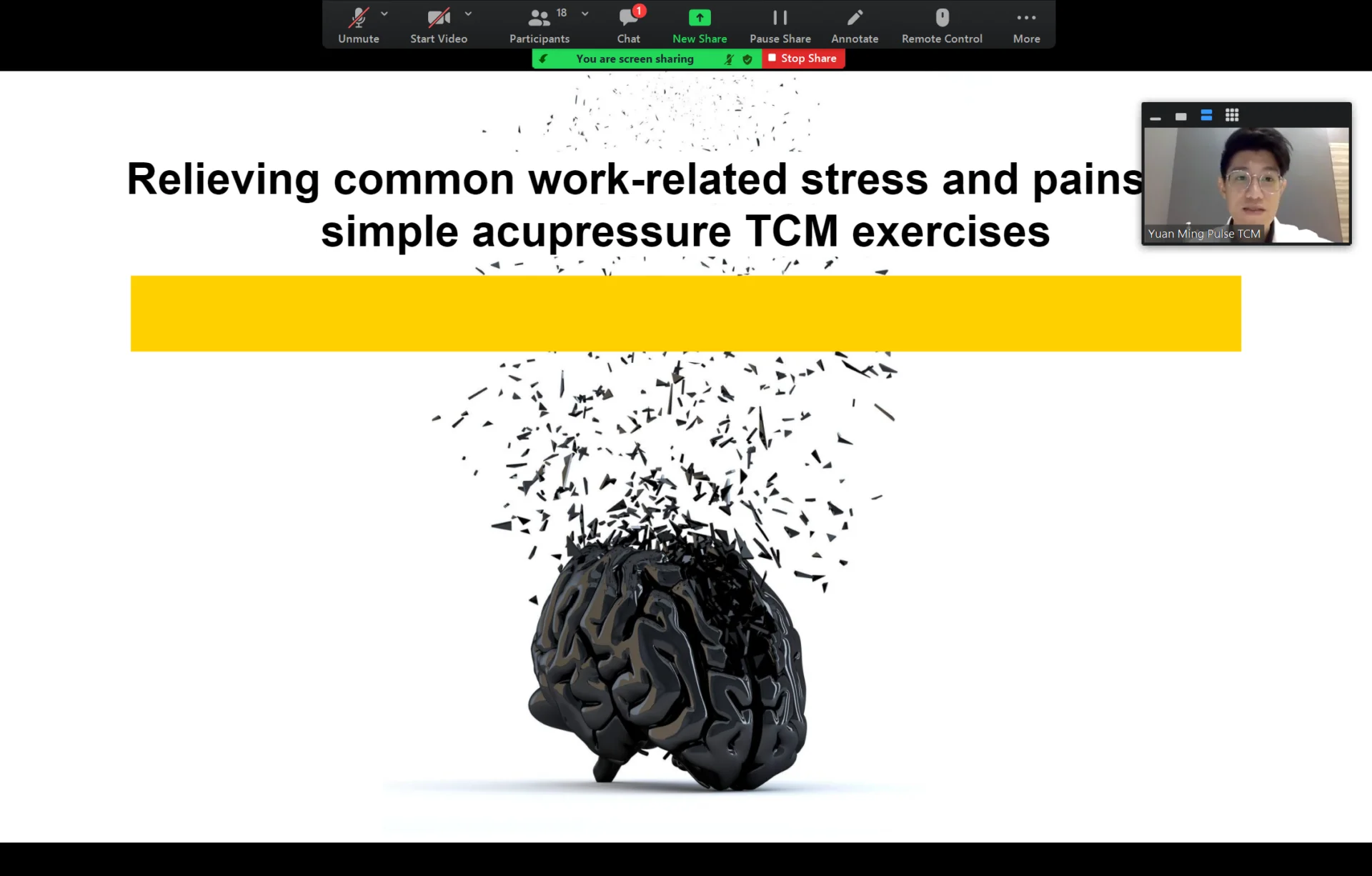 Managing Stress, Anxiety & Fatigue (Chinese) at a PULSE TCM corporate session