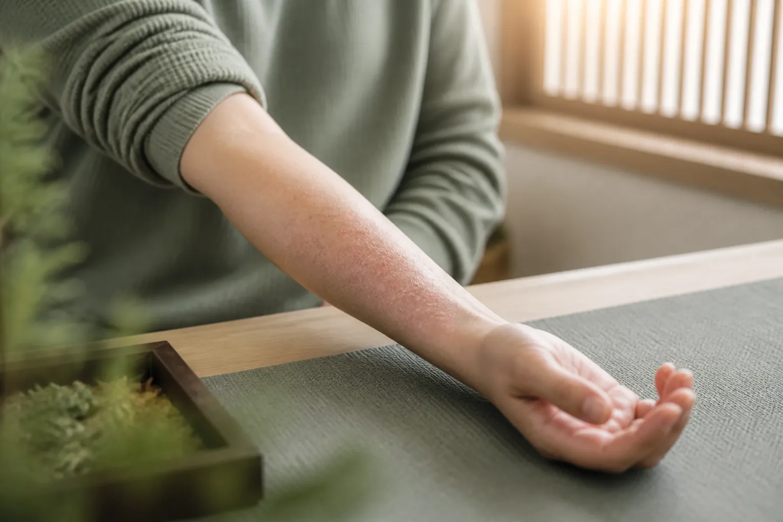 Eczema flare on a forearm at PULSE TCM