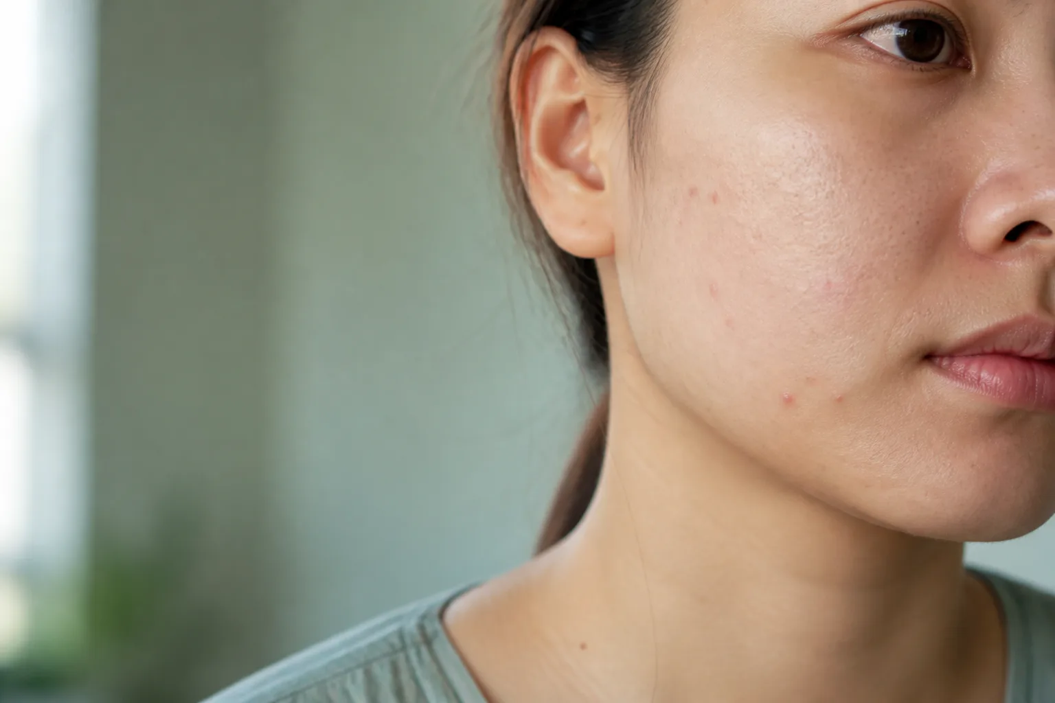 Cheek and jawline with mild papules and comedones for acne types at PULSE TCM
