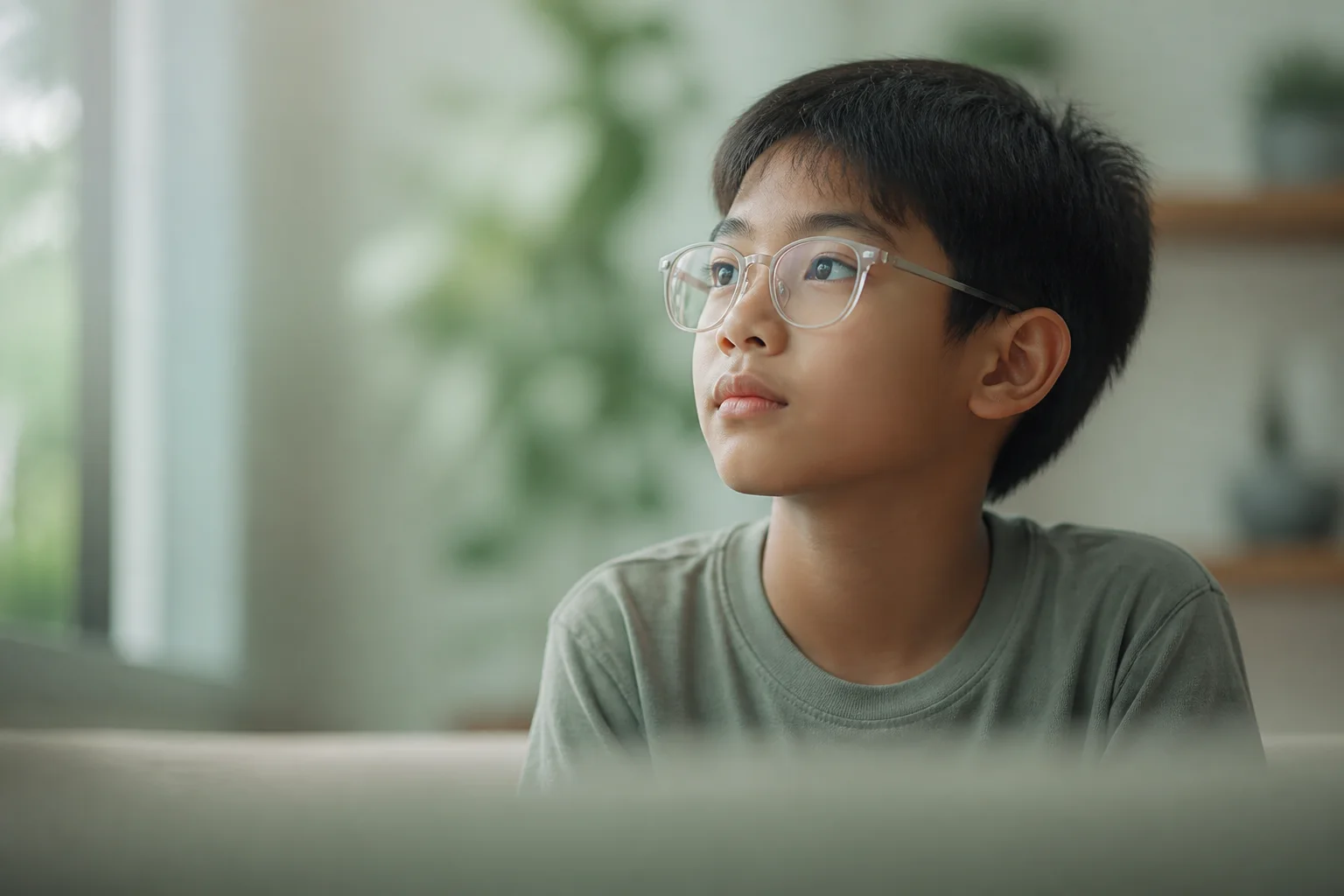 Child wearing eyeglasses for myopia care at PULSE TCM