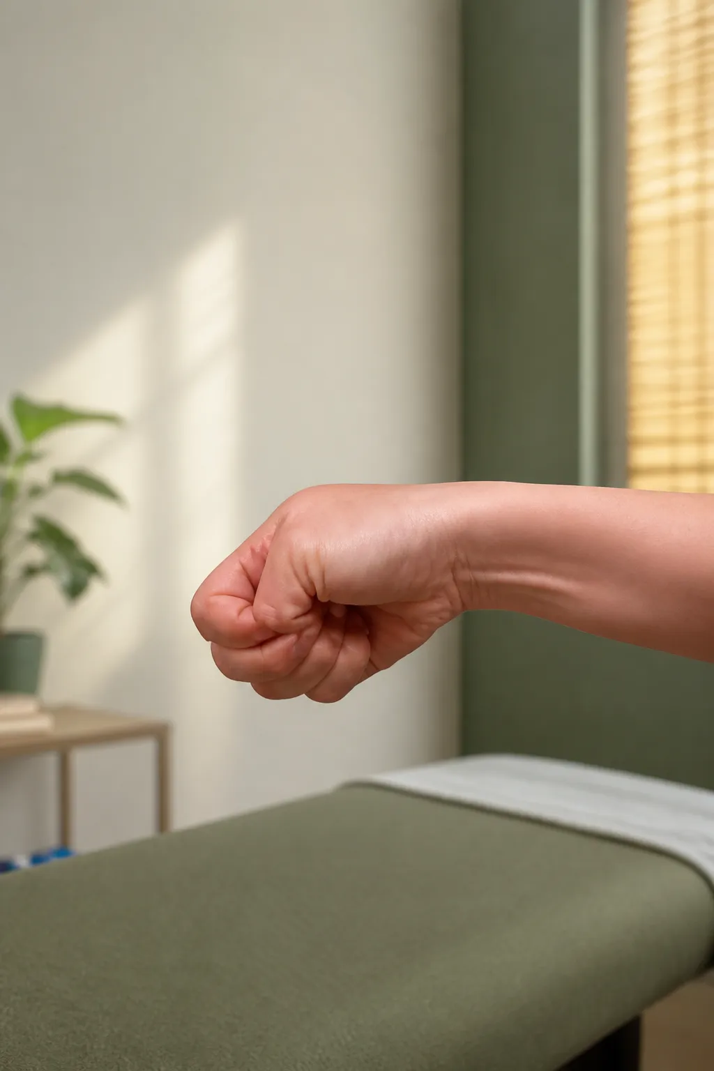 Finkelstein screen: fist with thumb inside, wrist bent toward the little finger