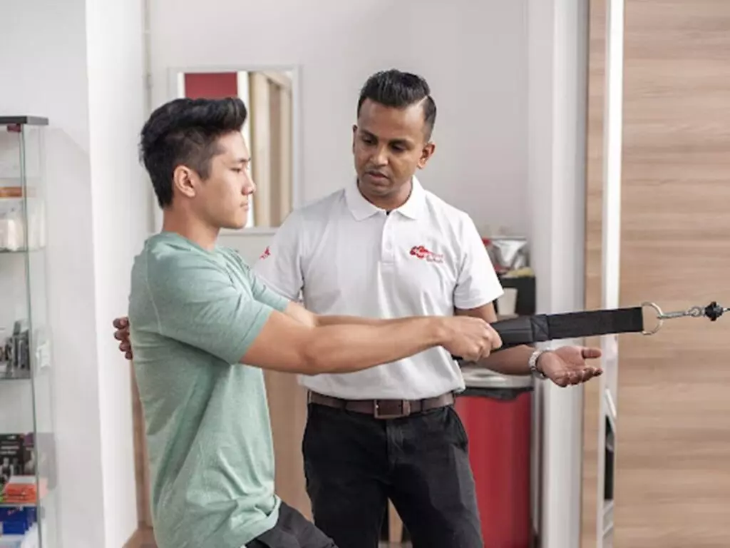 Guided physiotherapy resistance exercise at Woodleigh