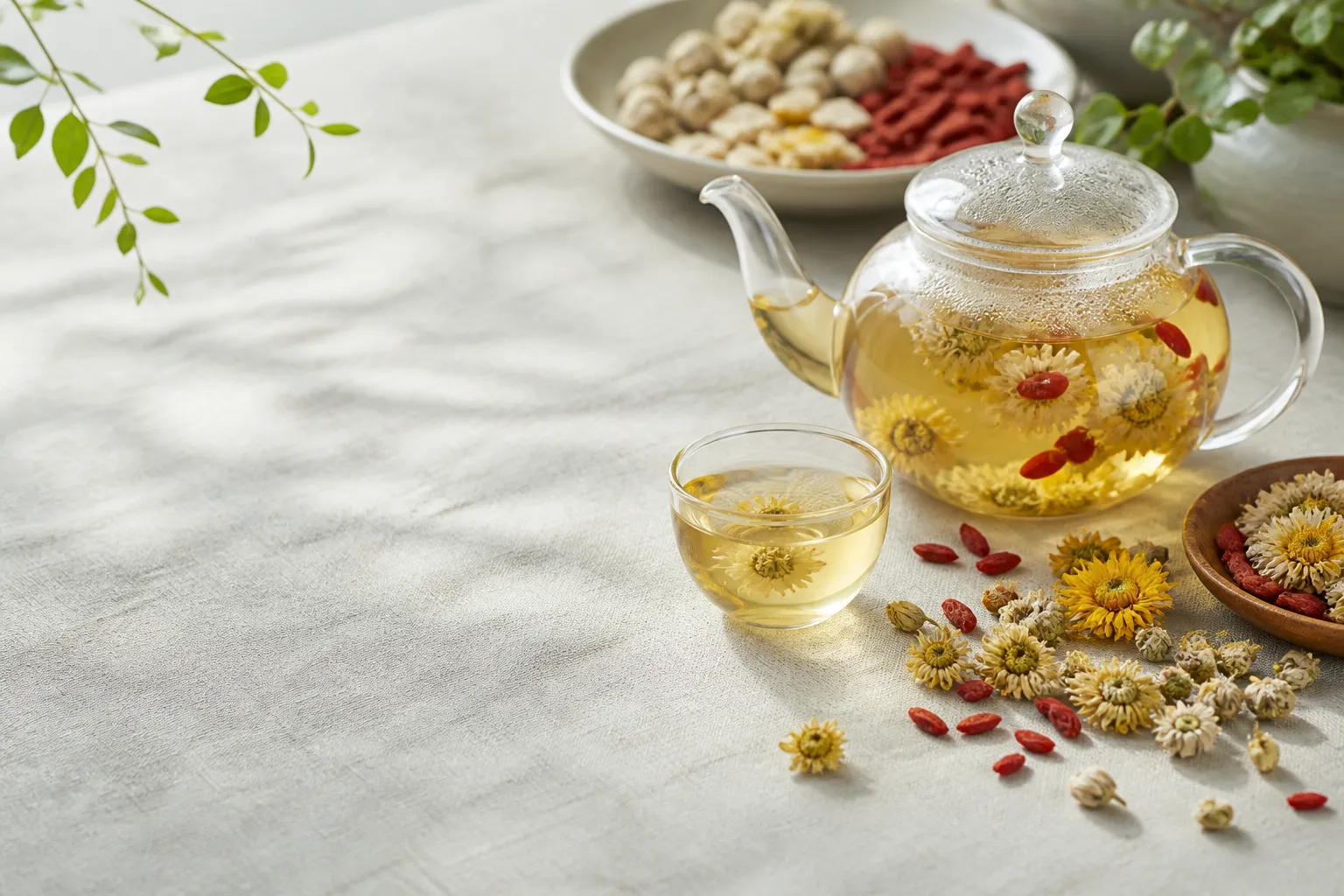 Chrysanthemum tea and dried flowers for TCM herbal tea recipes at PULSE